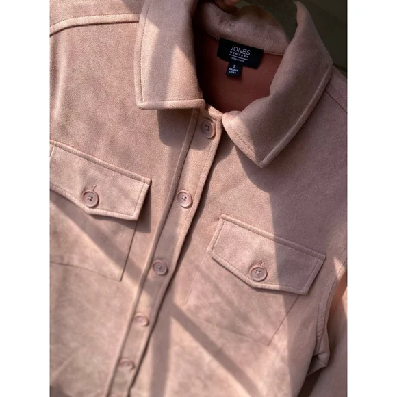 Jones New York Signature Shacket Blush Pink Button Up Soft Quiet Luxury Parisian - Picture 4 of 7